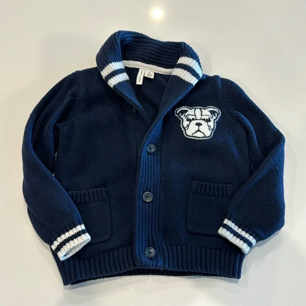 Janie and Jack Bulldog Button Up Sweater Size 2T - Picture 1 of 4